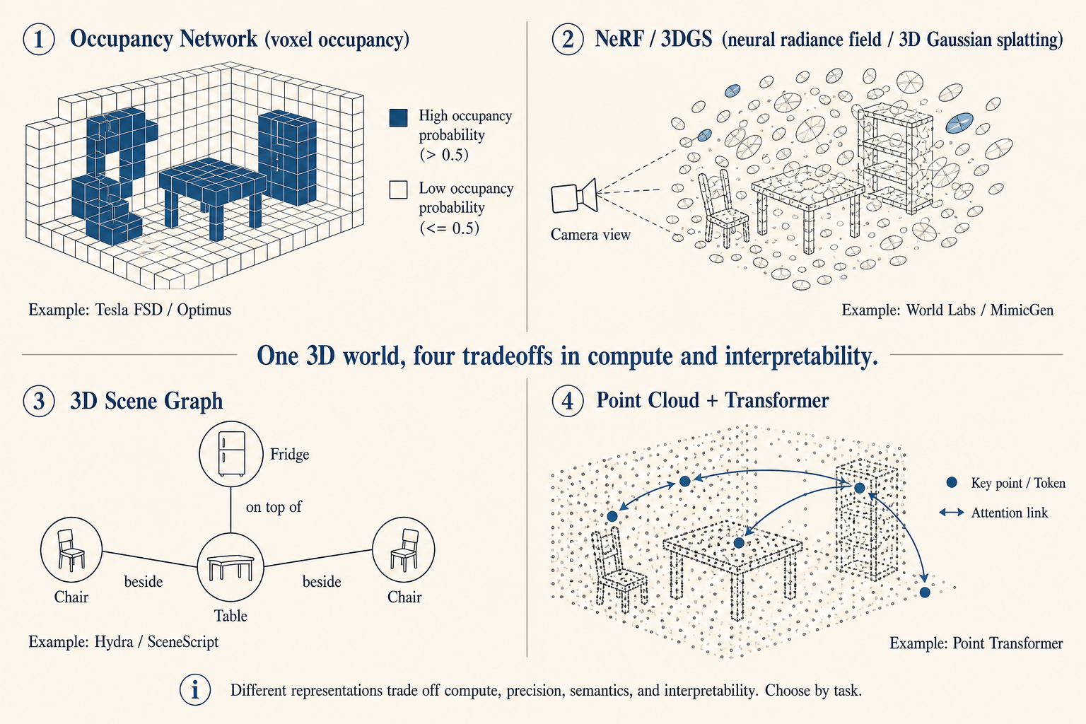 Four 3D representations used by robots