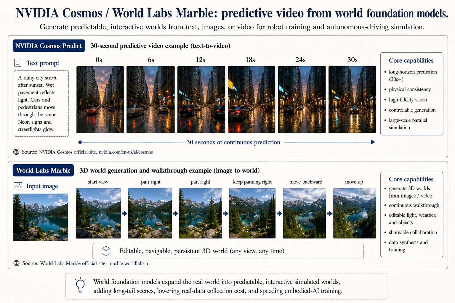 NVIDIA Cosmos and World Labs Marble: predictive video from world foundation models